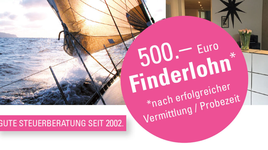 500 Euro Finderlohn Steuerberatung Jakomeit-Kürbis sucht Verstärkung